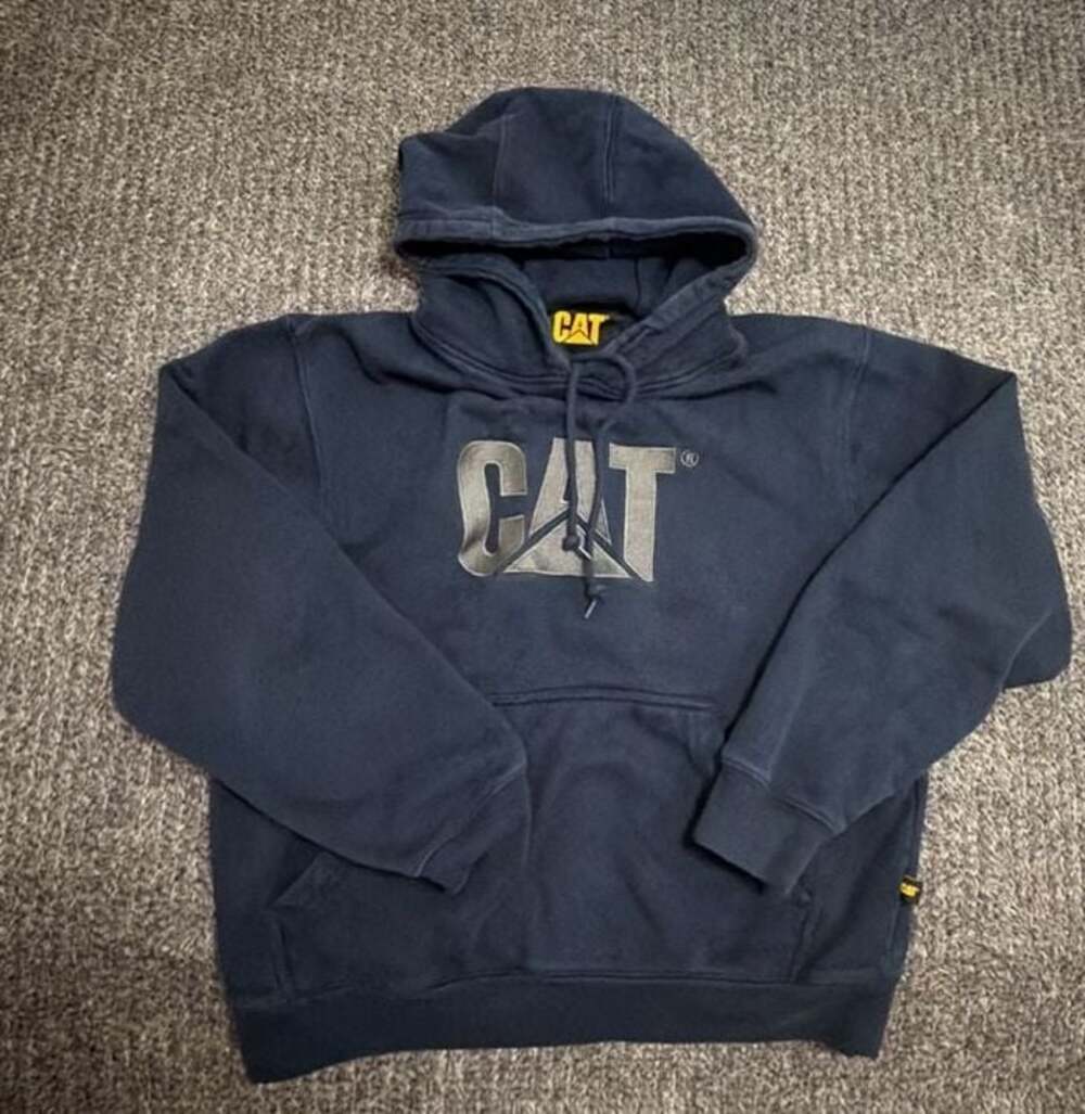 Caterpillar CAT Men's Navy Embroidered Logo Fleece Pullover Hoodie